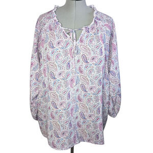 Hester & Orchard paisley print cotton top, Women's 2X, Summer, Cottagecore